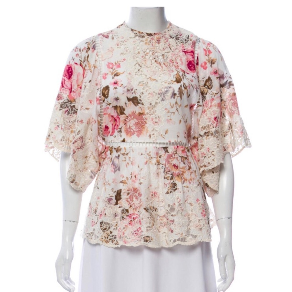 Authentic Zimmermann embroidered floral top